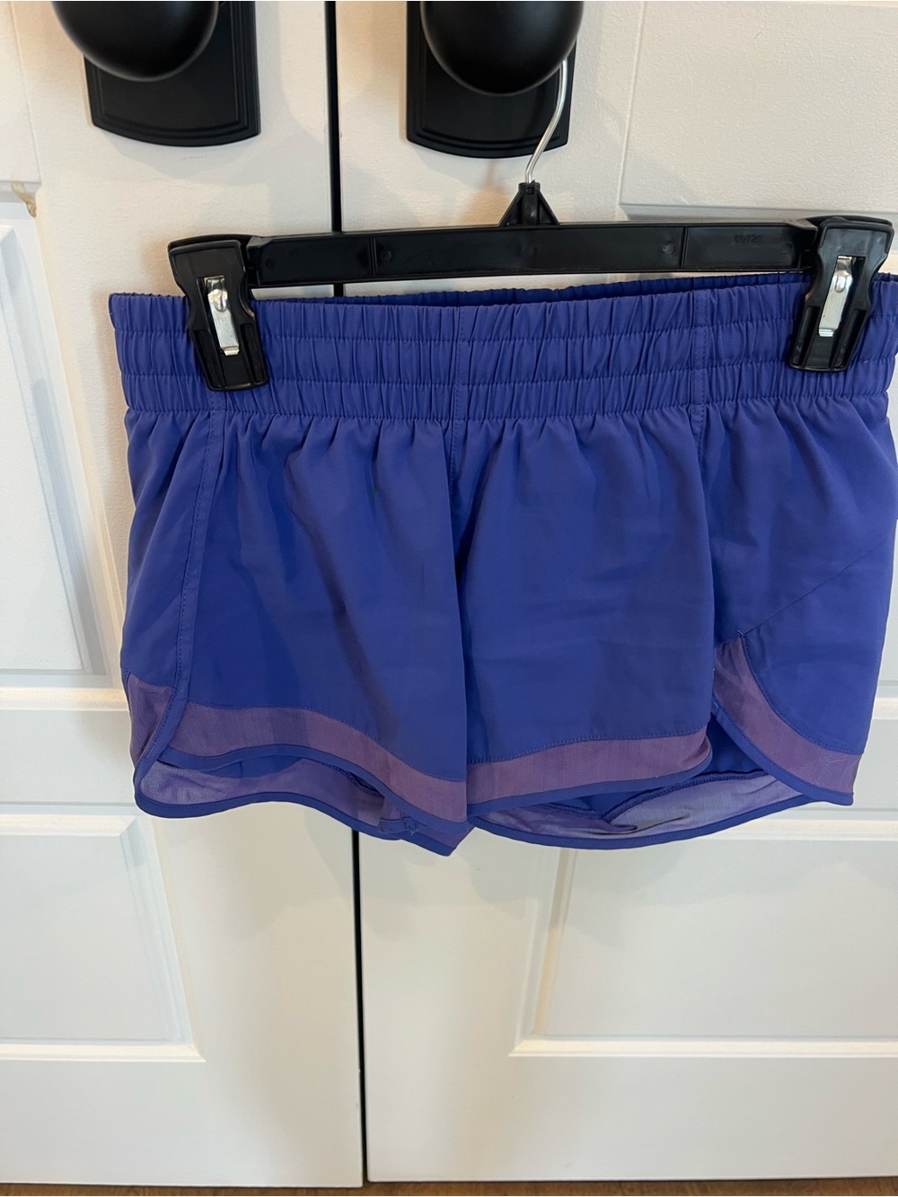 Athleta Deep Purple Athletic Shorts with Sheer Trim